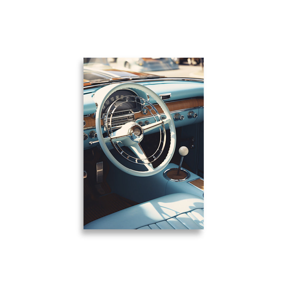 Blue Vintage Car - AFFICHES & MOI