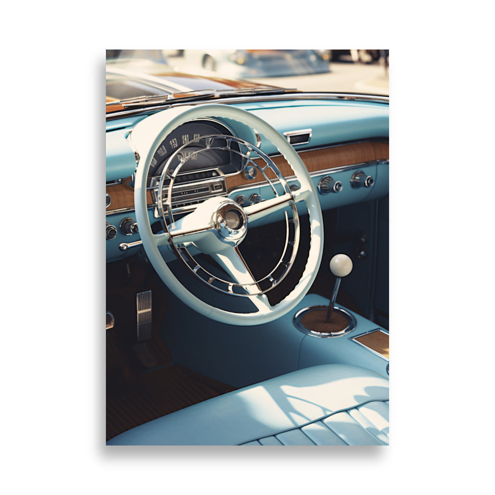 Blue Vintage Car - AFFICHES & MOI